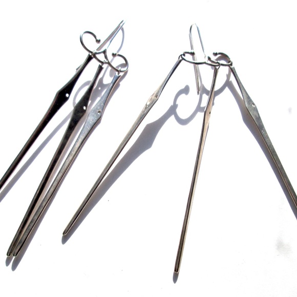 Vintage Sterling Earrings SWING Needlefish Design by Esty Grossman - Picture 10 of 12